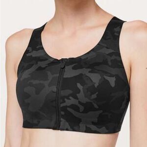 Lululemon- Women’s Enlite Bra *Zip Front Incognito Camo Multi Grey, Size 36B